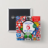 カラフル道路標識カスタムコラージュ子供の年齢 缶バッジ (正面&裏面)