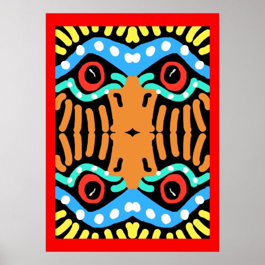 カラフル部族抽象芸術ウォーモダンルドイーグルトーテム ポスター (正面)