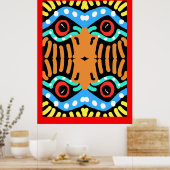 カラフル部族抽象芸術ウォーモダンルドイーグルトーテム ポスター (キッチン)