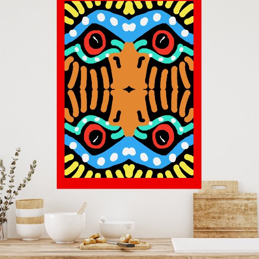 カラフル部族抽象芸術ウォーモダンルドイーグルトーテム ポスター (キッチン)