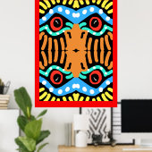 カラフル部族抽象芸術ウォーモダンルドイーグルトーテム ポスター (ホームオフィス)