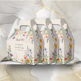 カラフル野エレガント花ベージュ結婚スモール フェイバーボックス