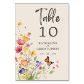カラフル野エレガント花ベージュ結婚ス テーブルナンバー (正面)