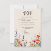 カラフル野エレガント花ベージュ結婚ス 出欠カード (正面)