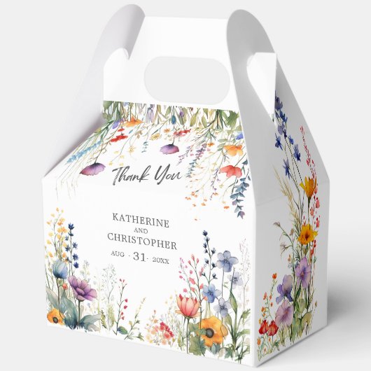 カラフル野エレガント花結婚大 フェイバーボックス (正面)