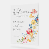 カラフル野結婚花の歓迎 アクリルサイン (傾斜)