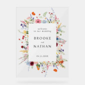 カラフル野結婚花の歓迎 アクリルサイン (正面)