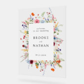 カラフル野結婚花の歓迎 アクリルサイン (傾斜)