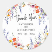 カラフル野結婚花エレガントさん ラウンドシール (正面)