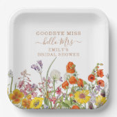 カラフル野花さよなら恋しく思ブライダルシャワー ペーパープレート (正面)