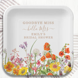 カラフル野花さよなら恋しく思ブライダルシャワー ペーパープレート