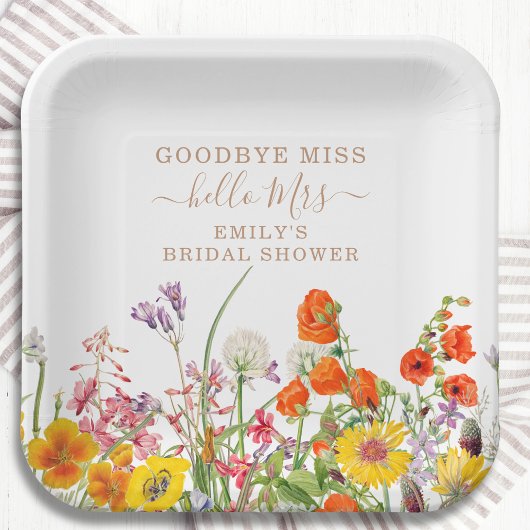 カラフル野花さよなら恋しく思ブライダルシャワー ペーパープレート