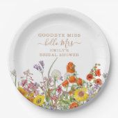 カラフル野花さよなら恋しく思ブライダルシャワー ペーパープレート (正面)