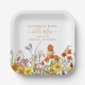 カラフル野花さよなら恋しく思ブライダルシャワー ペーパープレート (正面)