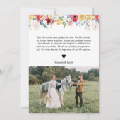 カラフル野花の愛と感謝してい結婚の サンキューカード (裏面)