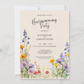 カラフル野花カスタム引っ越し祝いパーティーパーティー 招待状 (正面)