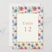 カラフル野花テーブル番号 招待状 (正面)