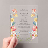 カラフル野花フローラ結婚ズ アクリル招待状 (インサイチュ (ポータブル))