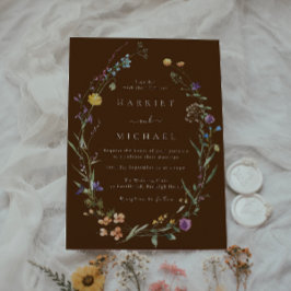 カラフル野花フローラ結婚リース 招待状