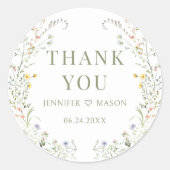 カラフル野花結婚さん ラウンドシール (正面)