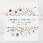 カラフル野草野結婚草 ワインラベル (シングルラベル)
