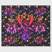 カラフル金ゴールドとピンクのオーナメント水玉模様 ラッピングペーパー (フラット)