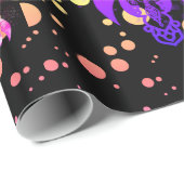カラフル金ゴールドとピンクのオーナメント水玉模様 ラッピングペーパー (ロールコーナー)