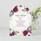 カラフル金ゴールドはっきりしたフローラ開花婚約パーティ 招待状 (スタンド正面)