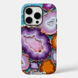 カラフル金ゴールドアクセント付きGeodeモザイク iPhone 16 Proケース