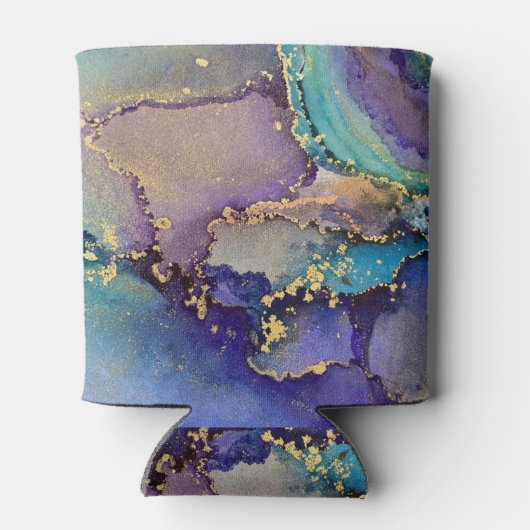 カラフル金ゴールドマーリング抽象芸術液体抽象芸術アート 缶クーラー (裏面)