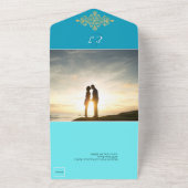 カラフル金ゴールド結婚で オールインワン招待状 (外側)