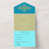 カラフル金ゴールド結婚で オールインワン招待状 (内側)