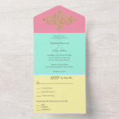 カラフル金ゴールド結婚で オールインワン招待状 (内側)