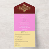 カラフル金ゴールド結婚で オールインワン招待状 (内側)