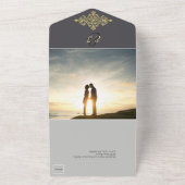 カラフル金ゴールド結婚で オールインワン招待状 (外側)