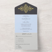 カラフル金ゴールド結婚で オールインワン招待状 (内側)