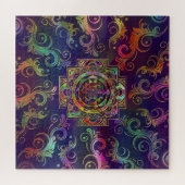 カラフル金ゴールド額枠スリヤントラスリチャクラ ジグソーパズル (横)