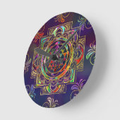 カラフル金ゴールド額枠スリヤントラスリチャクラ ラウンド壁時計 (傾斜)