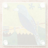 カラフル針金に乗った鳥 ガラスコースター (裏面)