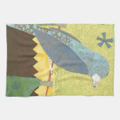 カラフル針金に乗った鳥 キッチンタオル (横)