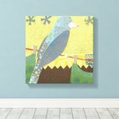 カラフル針金に乗った鳥 キャンバスプリント (インサイチュ (ウッドフロア))