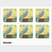 カラフル針金に乗った鳥 スクエアシール (シート)