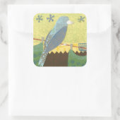 カラフル針金に乗った鳥 スクエアシール (バッグ)