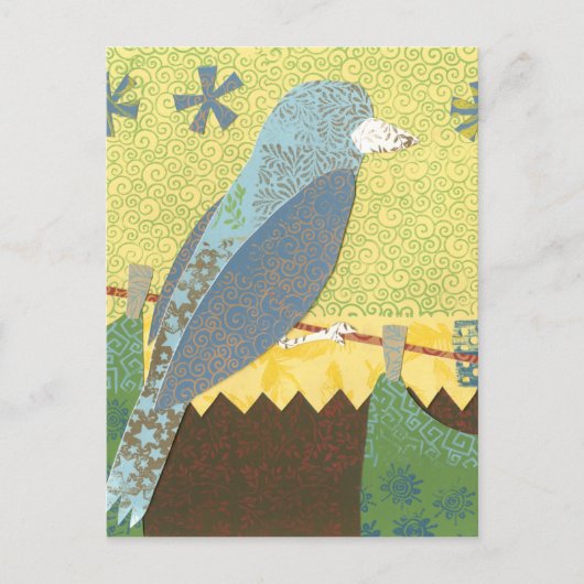 カラフル針金に乗った鳥 ポストカード (正面)