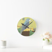 カラフル針金に乗った鳥 ラウンド壁時計 (ホーム)