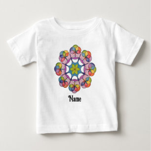 カラフル鉛筆描幾何曼荼羅カスタマイズ ベビーTシャツ