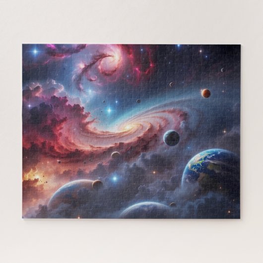 カラフル銀河惑星宇宙 ジグソーパズル (横)
