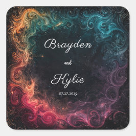 カラフル銀河系の結婚渦 スクエアシール