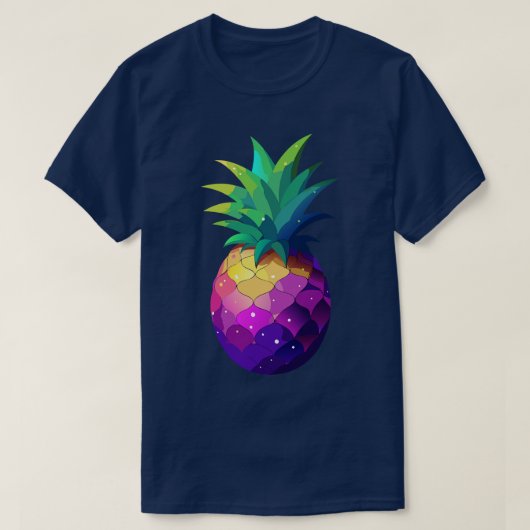 カラフル銀河系パイナップルTシャツ Tシャツ (デザイン正面)
