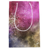 カラフル銀河系パターン ミディアムペーパーバッグ (正面)